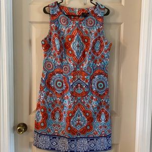 Blue and orange and white pencil skirt